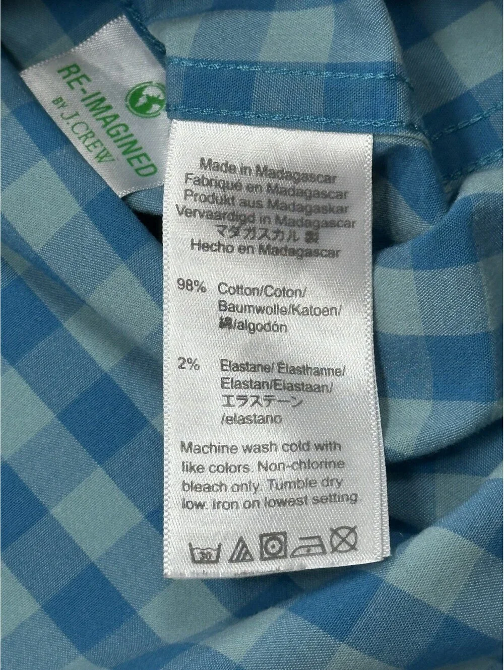 J Crew Classic Flex Washed Check Oxford Button Up Blue Men M